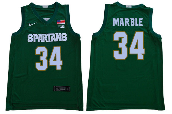 2019-20 Men #34 Julius Marble Michigan State Spartans College Basketball Jerseys Sale-Green